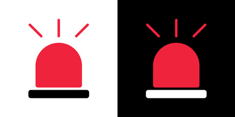 Red alarm vector icon. Simple siren design illustration.