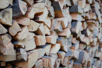 A stack of firewood in the village