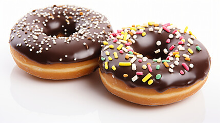 Two delicious donuts isolated on white background