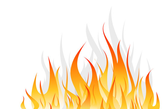 Illustration of burning bonfire on the white background. Red burning flame.

