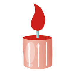 Winter pink burning candle light