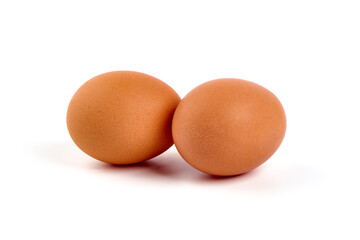 Chicken eggs, isolated on white background.