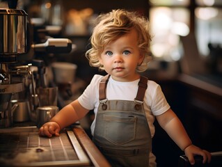 Authentic Moment: Baby Barista Feeling the Pressure