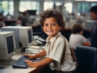 Cheerful Baby IT Specialist: A Picture-Perfect Moment