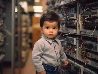 Candid Baby Tech Genius: The Future of IT on Display