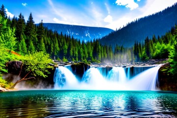 waterfall in the mountains