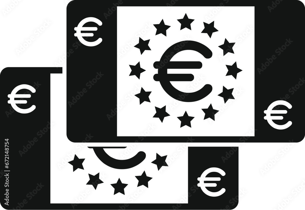 Poster euro cash money icon simple vector. safe credit. euro finance paper