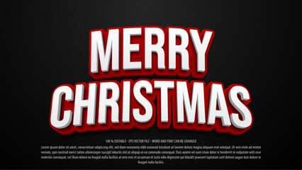 Fototapeta premium Merry christmas 3d style editable text effect
