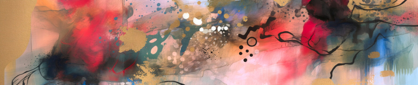 Abstract multicolor painting wtih grunge texture on canvas. Artwork mix brush stroke, splash color and oil, acrylic paint element. Modern contemporary art  generative AI