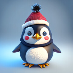 Naklejka premium christmas penguin with santa hat