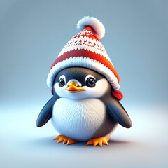 christmas penguin with santa hat