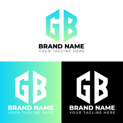 G B Double Letters Polygon Logo, Two letters G B logo design, Minimalist creative vector logo design template