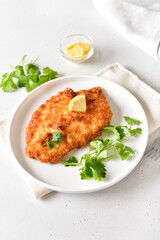 Chicken schnitzel on plate