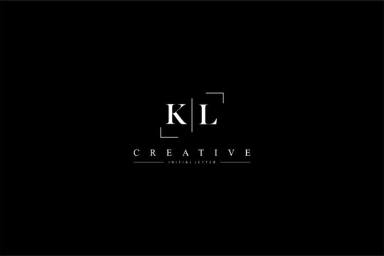 minimalist KL initial logo with simple vertical stroke line in black
