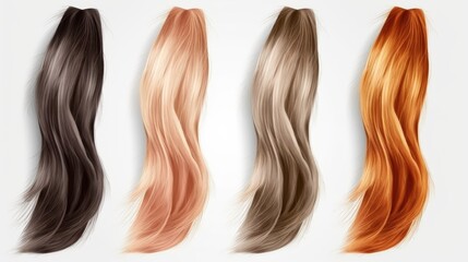 Variety of Glossy Hair Colors and Textures Displayed