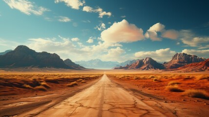 Fototapeta na wymiar a road that goes through the desert