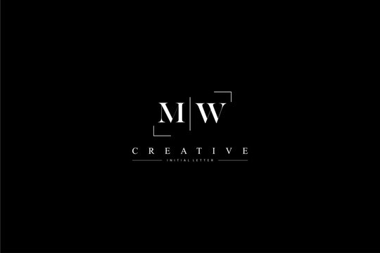 minimalist MW initial logo with simple vertical stroke line in black