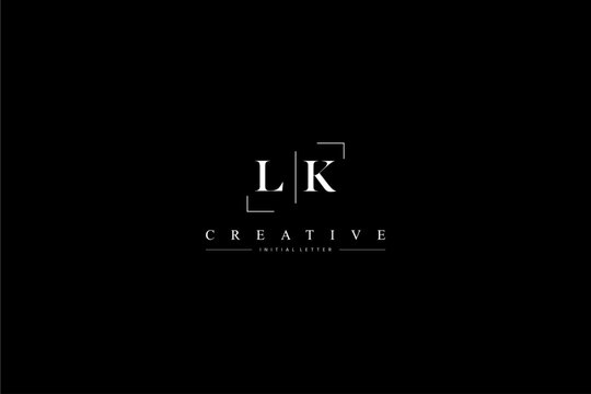 minimalist LK initial logo with simple vertical stroke line in black