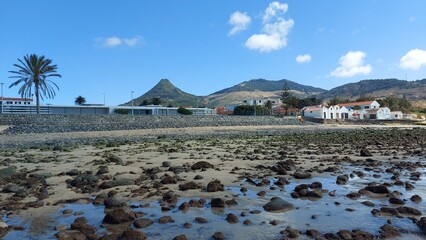 porto santo pier and rocks at the beach
