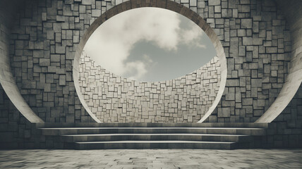 Wall design of a building made of stone with curved lines