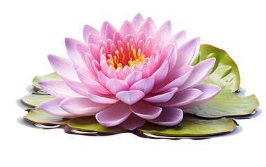 Pond Gems Embracing the Grace of Water Lily Blooms on White or PNG Transparent Background.