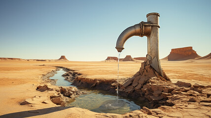 Fototapeta premium A faucet in the middle of the desert