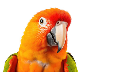 Obraz premium Spectacular Sunshine The Brightness of Aratinga Solstitialis Parrot on White or PNG Transparent Background.