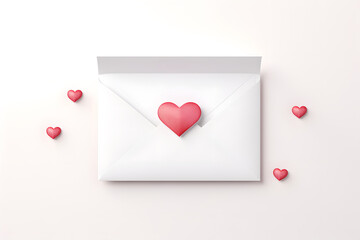 An envelope with a heart-shaped seal on white background