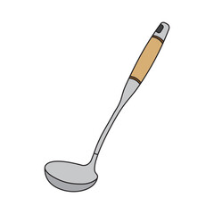 Kids drawing Cartoon Vector illustration cooking ladle spoon Isolated in doodle style