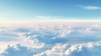 High nature view large white clouds on soft sky background in the morning, View of white cloudy on the planeş Made with generative ai