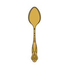 Kids drawing Cartoon Vector illustration antique tea spoon Isolated in doodle style