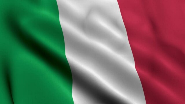 Italy Flag. Waving  Fabric Satin Texture Flag of Italy 3D illustration. Real Texture Flag of the Italian Republic