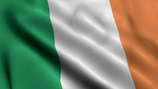 Ireland Flag. Waving  Fabric Satin Texture Flag of Ireland 3D illustration. Real Texture Flag of the Ireland