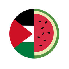 Set of Palestine flag with watermelon 