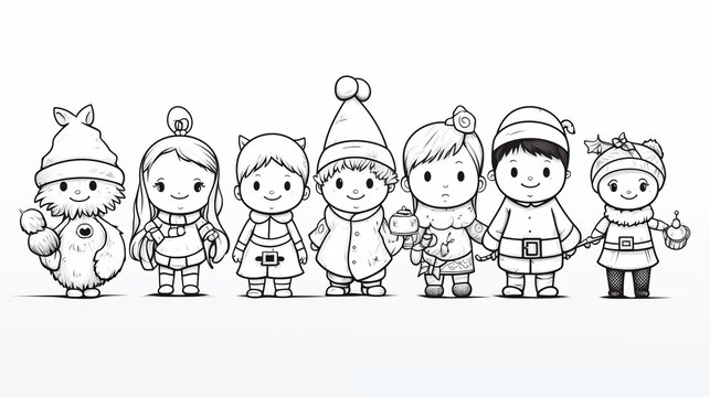 Christmas Characters Coloring Page: Charming Smudge Santa Sneak by Talented Child Illustrator