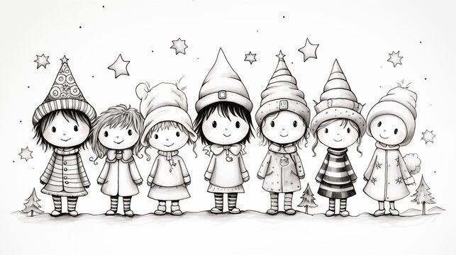 Christmas Characters Coloring Book: Whimsical Line Drawings by a Talented Child