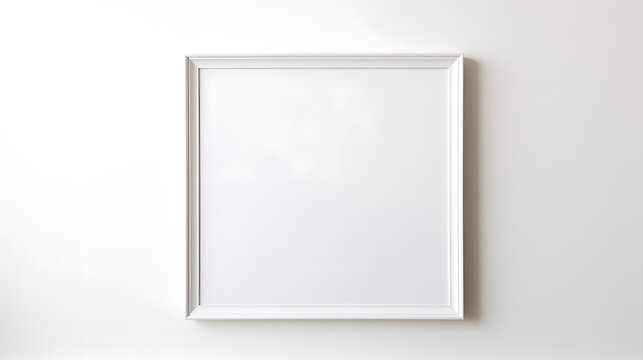 wooden frame isolated on white background, empty frame on the wall