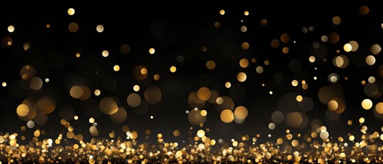 Gold glitter and confetti on black background for Christmas celebration - festive vector...