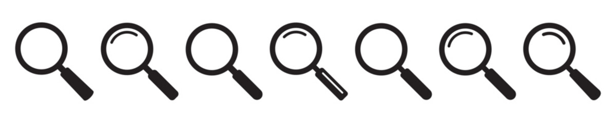 Magnifying glass icon, vector magnifier or loupe sign. Search icon.