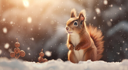 Fototapeta na wymiar squirrel in the snow