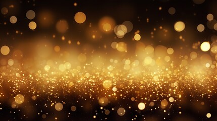 Obraz na płótnie Canvas Golden Christmas sparkle: festive holiday particles and shimmering sprinkles for a magical celebration. Shiny lights ideal for Christmas, new year, ads, gifts wrap, and web design background