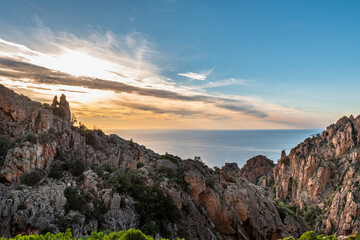 Obraz premium Landscape with Calanques de Piana, Corsica island, France