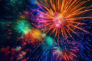 Colorful fireworks exploding at night against sky