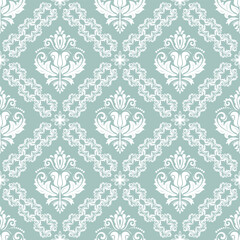 Orient vector classic pattern. Seamless abstract background with vintage elements. Orient light blue and white pattern. Ornament barogue wallpaper