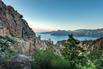 Landscape with Calanques de Piana, Corsica island, France