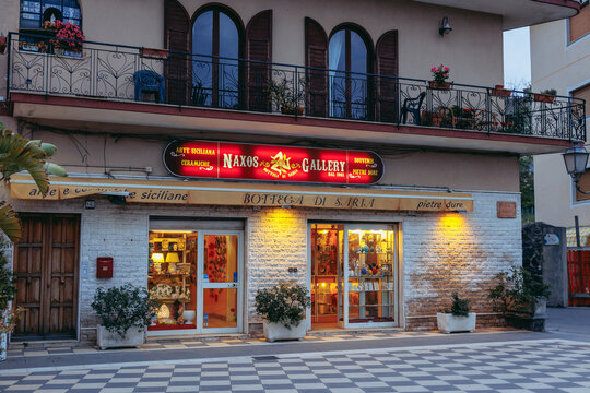 Naxos Gallery Bottega di Saria shop in Giardini Naxos in the Metropolitan City of Messina on the island of Sicily, Italy