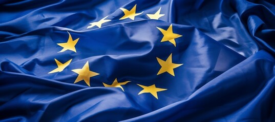 European Union flag. Generative AI technology.	
