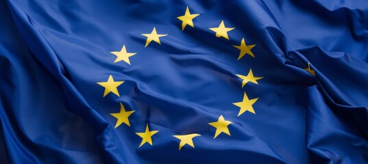 European Union flag. Generative AI technology.	
