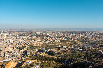 Fototapeta na wymiar Panorama of Oran, Algeria, with the salted lake, called Sebkha or Ramsar site, in the background.