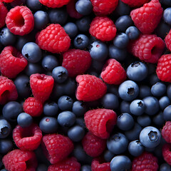 Blueberry and raspberry background. Red and blue berries. High-resolution